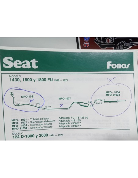 SILENCIOSO TRASERO ESCAPE SEAT 124 Y 1430