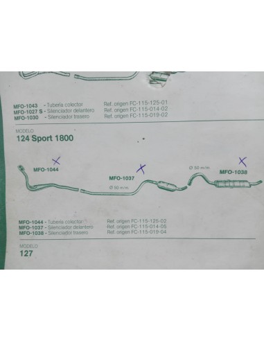 SILENCIOSO DELANTERO ESCAPE SEAT 124 SPORT 1800 cc