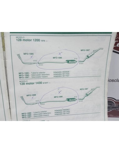 SILENCIOSO DELANTERO ESCAPE SEAT 128 MOTOR 1200 Y 1430
