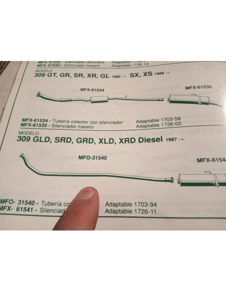 SALIDA COLECTOR ESCAPE PEUGEOT 309 DIESEL