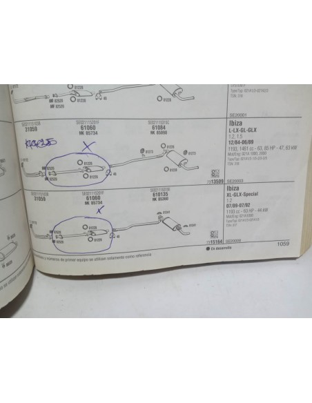 SILENCIOSO DELANTERO ESCAPE SEAT IBIZA MK1 MOTOR 1.2 Y 1.5
