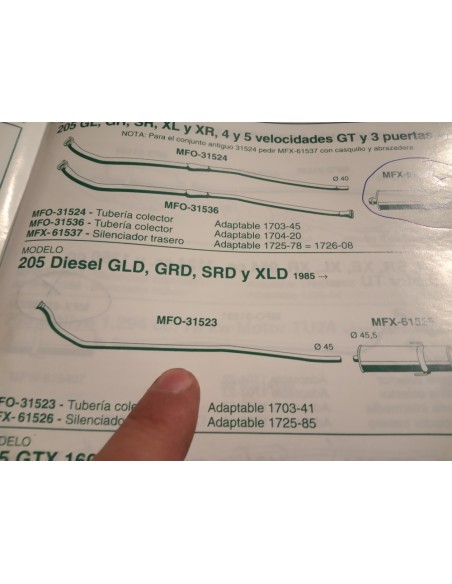 SALIDA COLECTOR ESCAPE PEUGEOT 205 DIESEL
