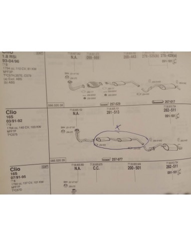 SILENCIOSO DELANTERO ESCAPE RENAULT CLIO I MOTOR 1.7 Y 1.8 16V