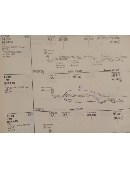 SILENCIOSO DELANTERO ESCAPE RENAULT CLIO I MOTOR 1.7 Y 1.8 16V