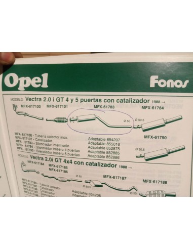 SILENCIOSO INTERMEDIO ESCAPE OPEL VECTRA A 2.O i GT CON CATALIZADOR