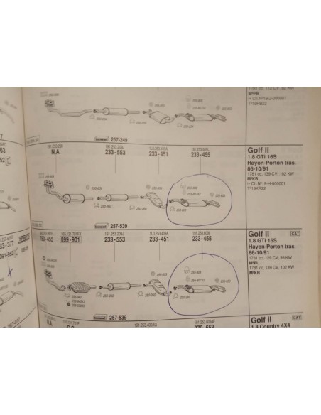 SILENCIOSO TRASERO ESCAPE VW GOLF II 1.8 GTI 16 VALVULAS