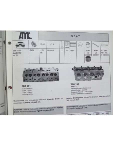 CULATA VW GOLF , SEAT TOLEDO, IBIZA, CORDOBA Y AUDI A4 MOTOR 1.9 TDI