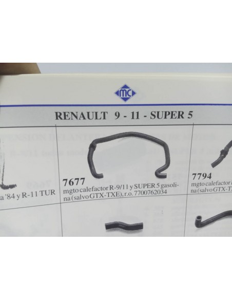 Manguito calefacción a bomba Renault 9 , 11 , super 5 motor 1.397 cc