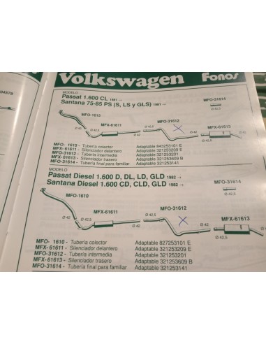 TUBERIA ESCAPE VOLKWAGEN PASSAT Y SANTANA