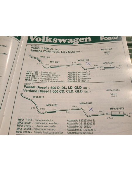 TUBERIA ESCAPE VOLKWAGEN PASSAT Y SANTANA