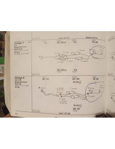 Silencioso trasero escape Opel Omega A Break motor 2.6i y 3.0i (del 86 al 94)