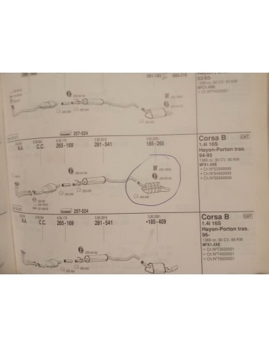 Silencioso trasero escape Opel corsa B motor 1.4i , 1.6i y 1.6i 16v GSI