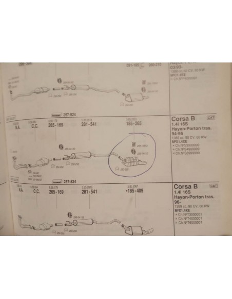 Silencioso trasero escape Opel corsa B motor 1.4i , 1.6i y 1.6i 16v GSI