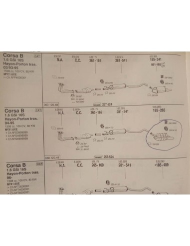 Silencioso trasero escape Opel corsa B motor 1.4i , 1.6i y 1.6i 16v GSI
