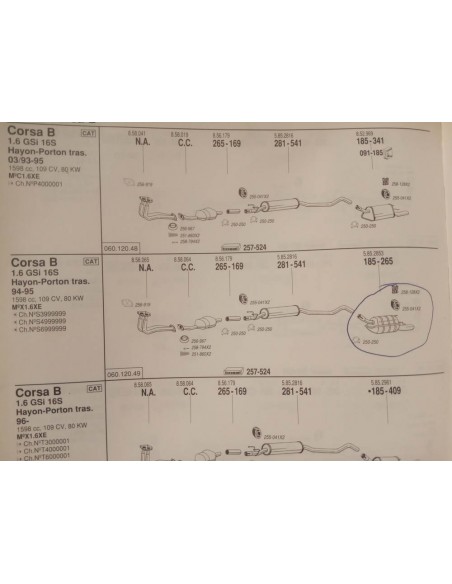 Silencioso trasero escape Opel corsa B motor 1.4i , 1.6i y 1.6i 16v GSI