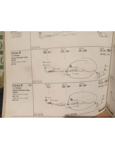 Silencioso intermedio escape Opel corsa B gasolina y diésel a partir del 3/93