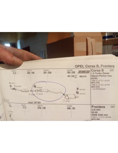 Silencioso intermedio escape Opel corsa B gasolina y diésel a partir del 3/93