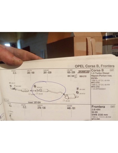 Silencioso intermedio escape Opel corsa B gasolina y diésel a partir del 3/93