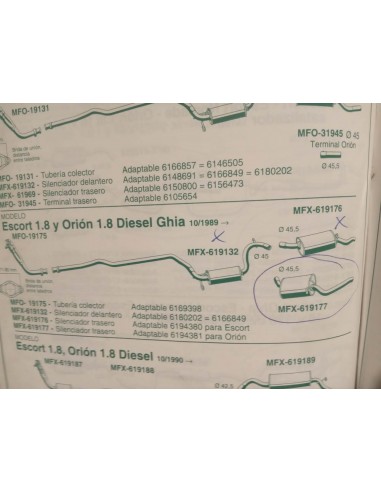 Silencioso trasero escape Ford orión 1.8 Diesel