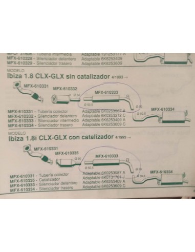 Silencioso intermedio o delantero escape Seat Ibiza y córdoba 1.8i y 2.0i GTI