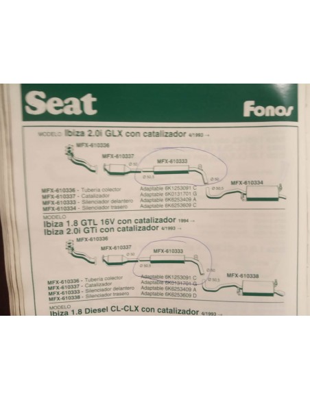 Silencioso intermedio o delantero escape Seat Ibiza y córdoba 1.8i y 2.0i GTI