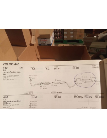 Silencioso trasero escape volvo 440 y 460 gasolina 1.6i,1.7i y 1.8i