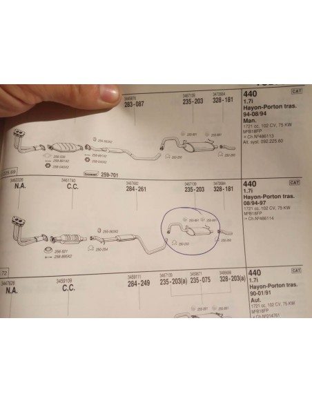 Silencioso trasero escape volvo 440 y 460 gasolina 1.6i,1.7i y 1.8i