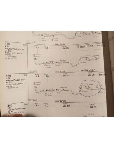 Silencioso trasero escape volvo 440 y 460 gasolina 1.6i,1.7i y 1.8i