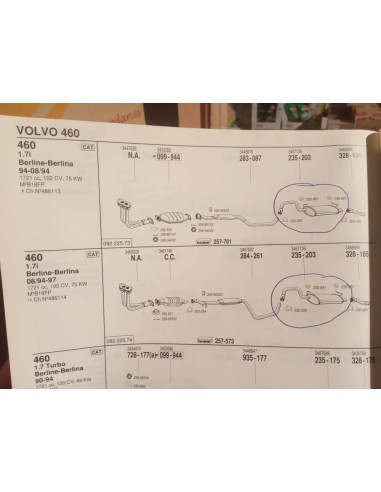 Silencioso trasero escape volvo 440 y 460 gasolina 1.6i,1.7i y 1.8i