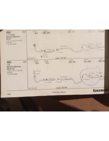 Silencioso trasero escape volvo 440 y 460 gasolina 1.6i,1.7i y 1.8i