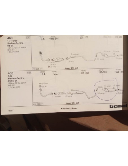 Silencioso trasero escape volvo 440 y 460 gasolina 1.6i,1.7i y 1.8i