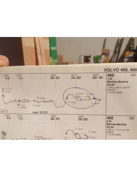Silencioso trasero escape volvo 440 y 460 gasolina 1.6i,1.7i y 1.8i