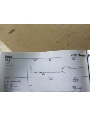 SILENCIOSO TRASERO ESCAPE SEAT 124 D 1800 Y 2000 50mm