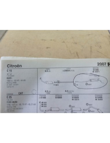 Silencioso trasero escape Citroen C-15 motor 1.8 y 1.9 Diesel