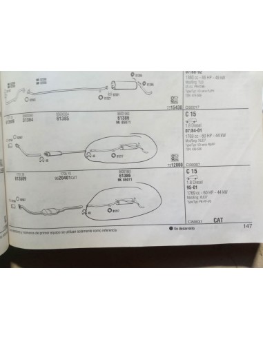 Silencioso trasero escape Citroen C-15 motor 1.8 y 1.9 Diesel