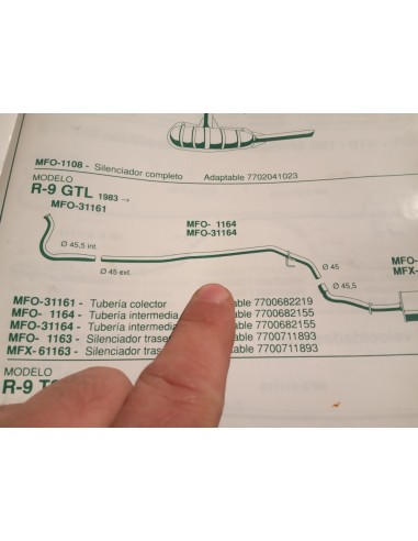 TUBERIA INTERMEDIA ESCAPE RENAULT 9 GTL