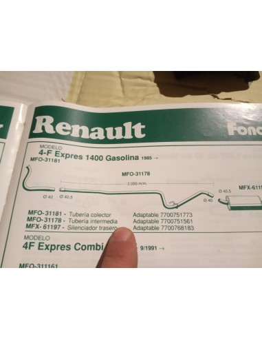 TUBERIA INTERMEDIA ESCAPE RENAULT 4-F EXPRESS