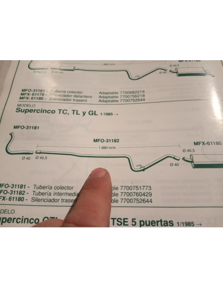 TUBERIA INTERMEDIA ESCAPE RENAULT SUPERCINCO