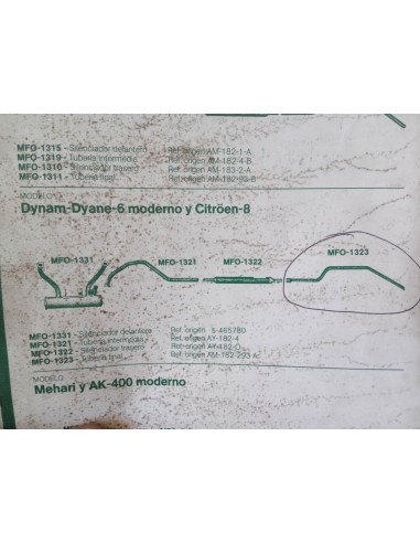 Tubería final salida escape Citroen Dyane 6 moderno y C8