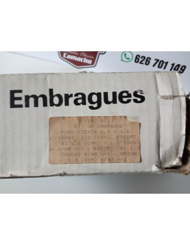 KIT EMBRAGUE FORD FIESTA MK2 DEL 86 AL 89.  190 mm