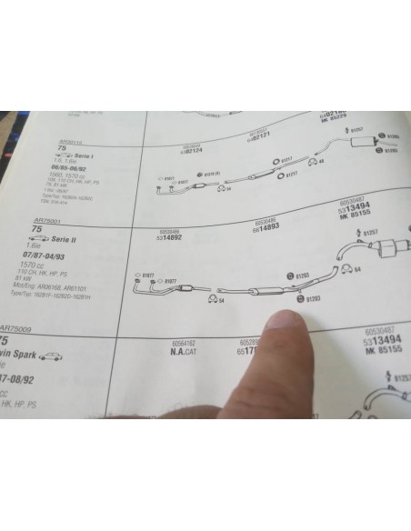 SILENCIOSO INTERMEDIO ESCAPE ALFA ROMEO 75 MOTOR 1.6 , 1.8 Y 2.0