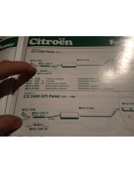 TUBERIA INTERMEDIA ESCAPE CITROEN CX 2400 PALAS