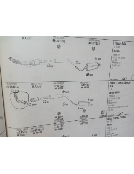 Salida colector escape Seat Ibiza , Córdoba ,Toledo , Vw Golf III, Passat y vento