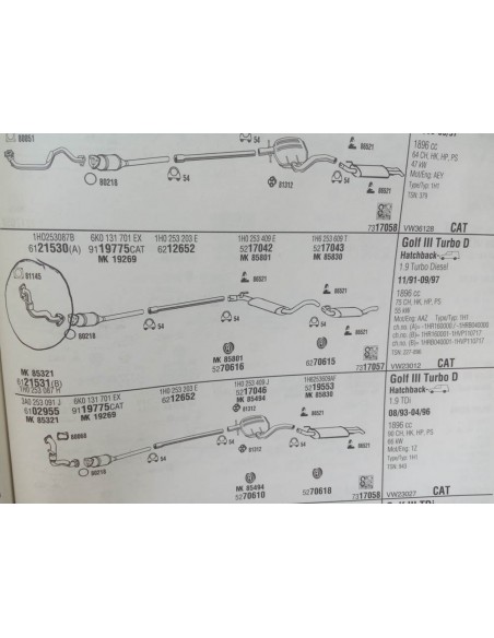 Salida colector escape Seat Ibiza , Córdoba ,Toledo , Vw Golf III, Passat y vento