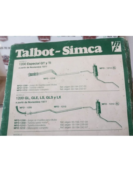 Silencioso trasero de escape Simca 1200 a partir del 77