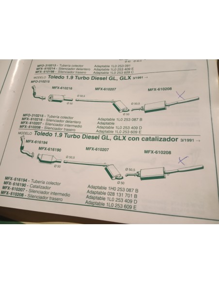 SILENCIOSO TRASERO SEAT TOLEDO DIESEL Y GASOLINA