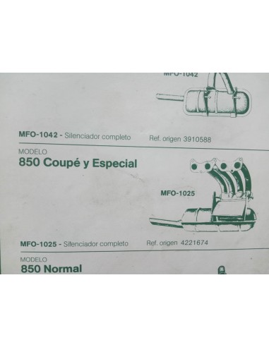 Silencioso de escape Seat 850 Coupé y Especial
