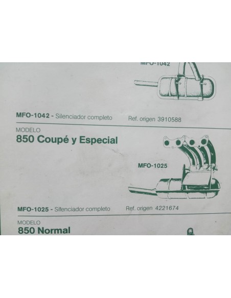 Silencioso de escape Seat 850 Coupé y Especial