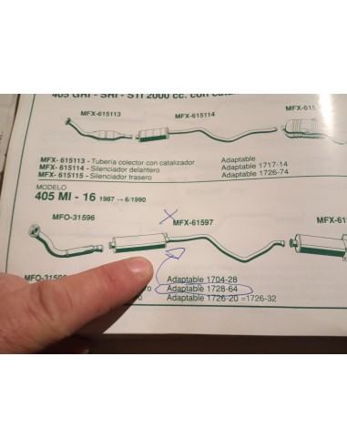 SILENCIOSO INTERMEDIO ESCAPE PEUGEOT 405 MI-16
