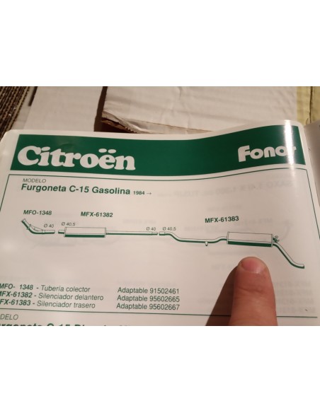 SILENCIOSO TRASERO ESCAPE CITROEN C-15 GASOLINA
